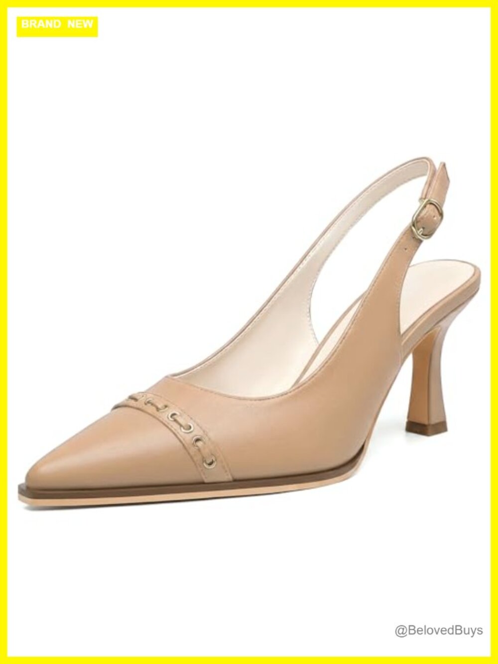 Slingback Kitten Heels Pointed Toe Closed Toe Pumps Faux Leather